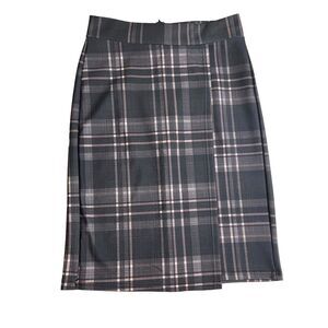 Lily By Firmiana Dark Academia Plaid Wrap Pencil Patchwork Skirt Size‎ Small